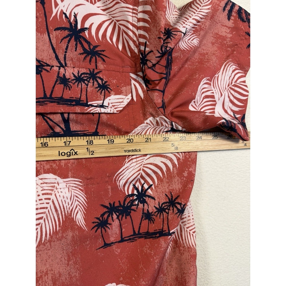 Chaps Mens‎ XL Performance Shirt Red Tropical Palm Tree  Button Down Shirt - Picture 9 of 13